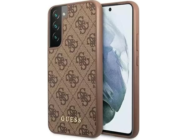 Guess GUHCS23SG4GFBR S23 S911 Ruskea/ruskea tarra 4G Metallic Gold Logo -metallivärinen kultainen logo