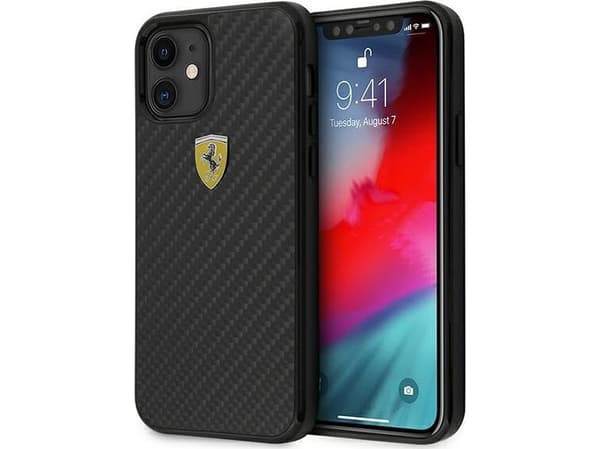 Ferrari Ferrari FERCAHCP12SBK iPhone 12 mini 5,4 czarny/black hardcase On Track Real Carbon