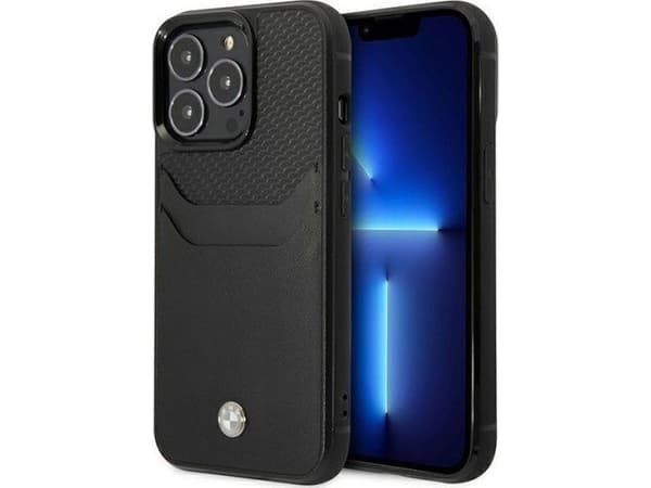 Dėklas BMW BMHCP14L22RSEPK iPhone 14 Pro 6,1 colio juodos/juodos odinės kortelės lizdas