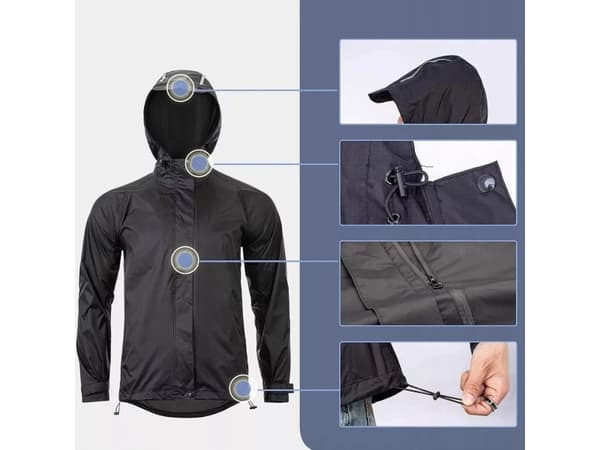 Rockbros YPY013BKXL andningsbar vindtät regnjacka XL - svart
