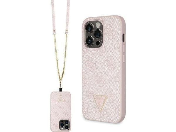 Guess Guess GUHCP15LP4TDSCPP iPhone 15 Pro 6.1" różowy/pink hardcase Crossbody 4G Metal Logo