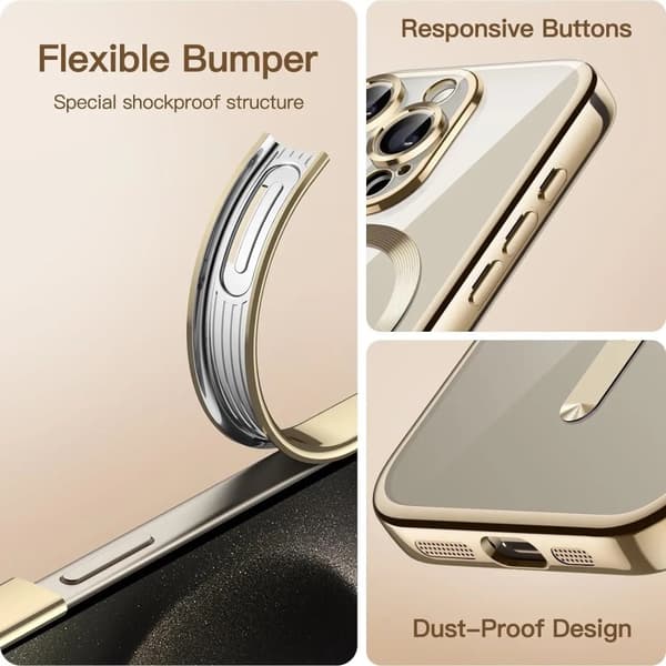 Etui til iPhone 15, Pro & Max magnet for nem opladning galvanisering
