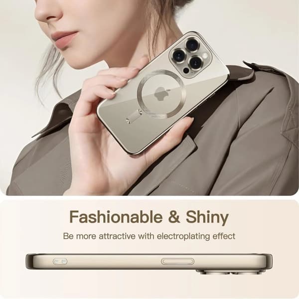 Etui til iPhone 15, Pro & Max magnet for nem opladning galvanisering