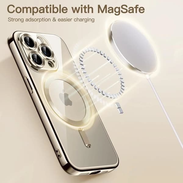 Etui til iPhone 15, Pro & Max magnet for nem opladning galvanisering