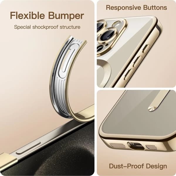 Etui til iPhone 15, Pro & Max magnet for nem opladning galvanisering