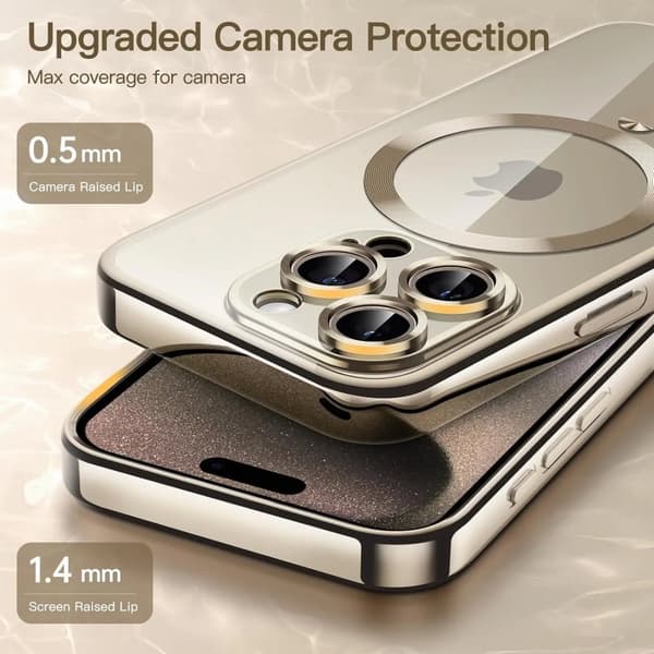 Etui til iPhone 15, Pro & Max magnet for nem opladning galvanisering