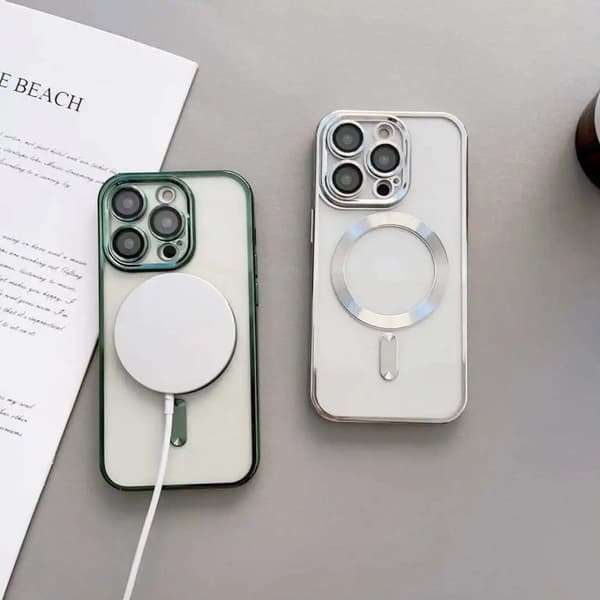 Etui til iPhone 15, Pro & Max magnet for nem opladning galvanisering