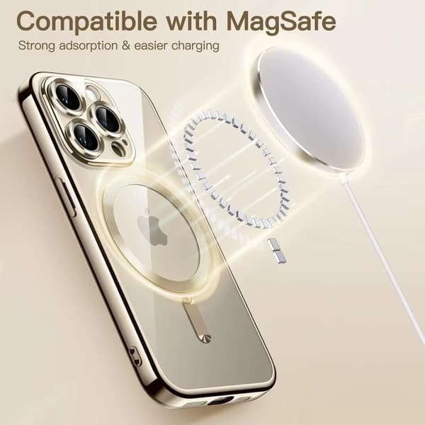 Etui til iPhone 15, Pro & Max magnet for nem opladning galvanisering