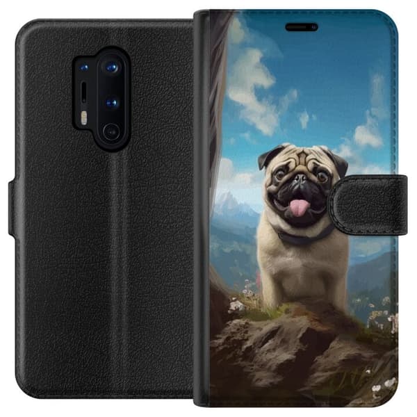 Lompakkokotelo OnePlus 8 Pro-laitteelle, jossa on Iloinen Koira kuvio