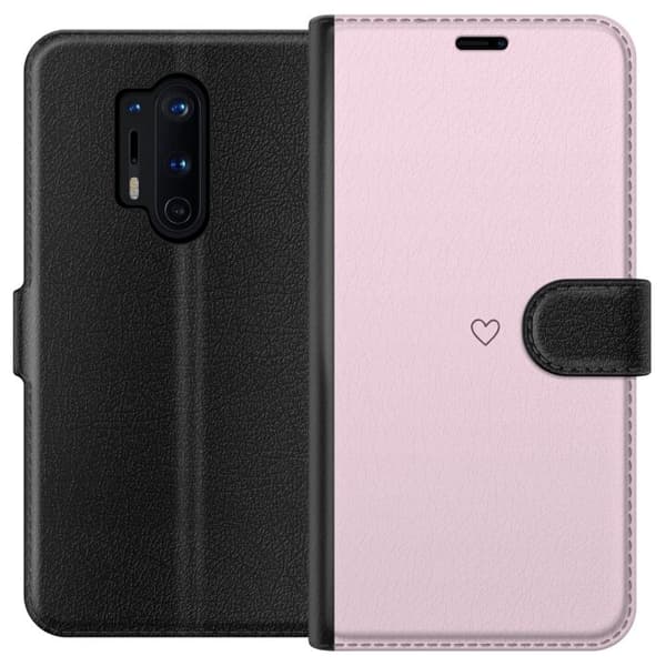 Lompakkokotelo OnePlus 8 Pro-laitteelle, jossa on Sydän kuvio