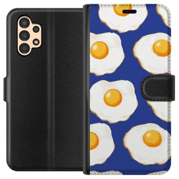 Lompakkokotelo Samsung Galaxy A13-laitteelle, jossa on Paistetut munat kuvio