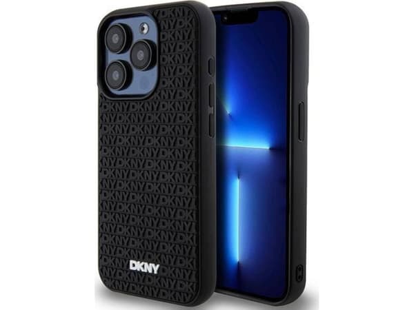 Apple iPhone 15 Pro Max DKNY Hardcase 3D Rubber Repeat Pattern (DKHCP15X3DRPWK) dėklas telefonui juodos spalvos