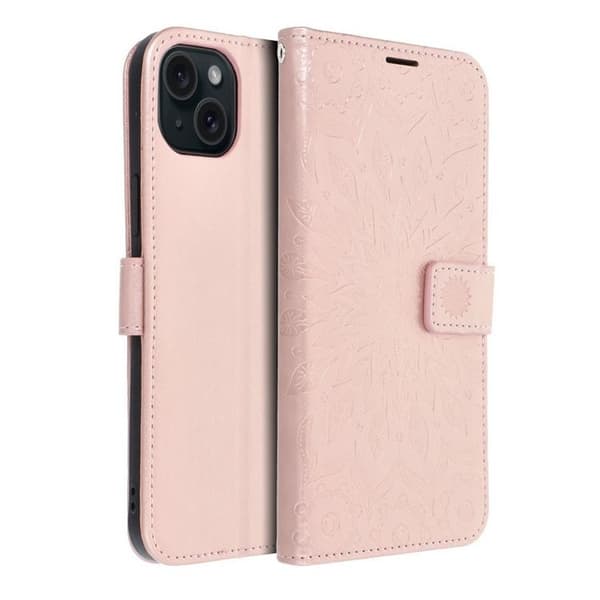 iPhone 15 Plus Plånboksfodral Mezzo Mandala - Rose Guld