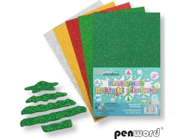 Luova vaahtomuovitarrat Joulukuuset BN1 glitter 20.3x31.2cm mix värit 5 arkkia, hinta per op