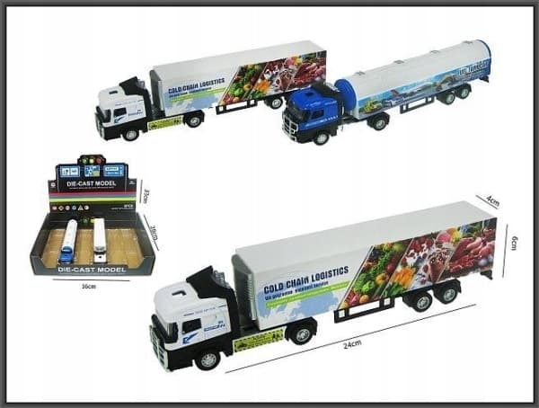 Hipo Metall Truck med släp 24,5cm 2wz 055C3 p6, mixpris per 1 st