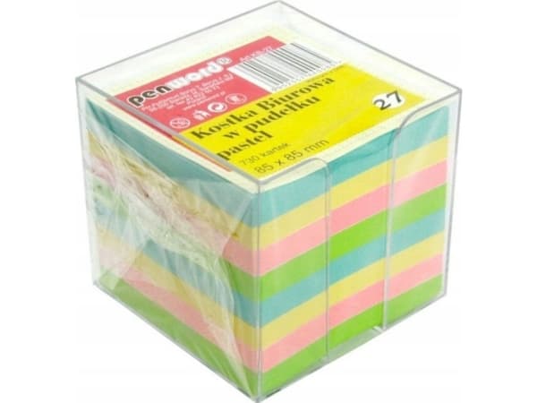Kontorkube 730 ark i boks 85x85x70mm pastellfarger KB-27