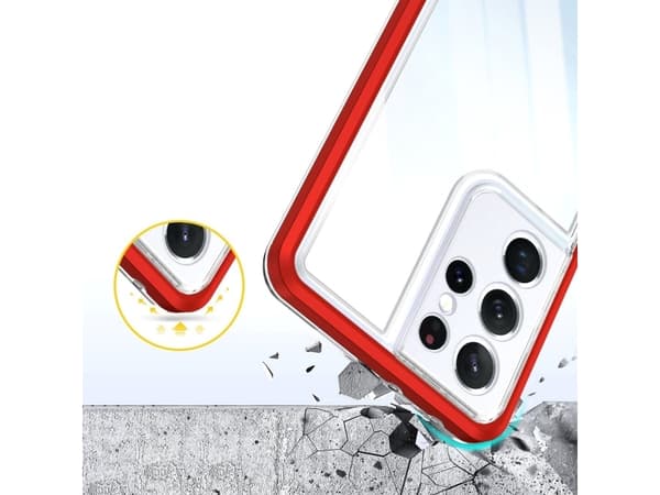 Hurtel Clear 3in1 deksel til Samsung Galaxy S23 Ultra silikondeksel med rød ramme
