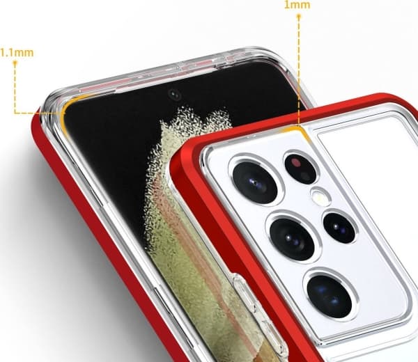 Hurtel Clear 3in1 deksel til Samsung Galaxy S23 Ultra silikondeksel med rød ramme