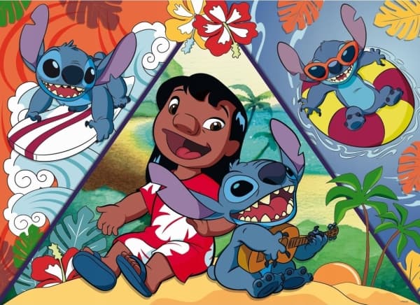 Kaksipuolinen Maxi lattiapalapeli 150el Lilo ja Stitch 105830 LISCIANI LISCIANI
