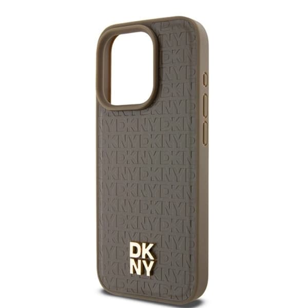 DKNY iPhone 15/14 Plus Mobilskal Magsafe Läder Pattern Metal Logo