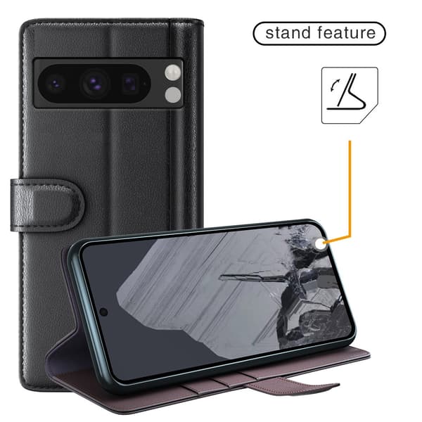 Äkta Läderfodral Google Pixel 8 Pro Svart