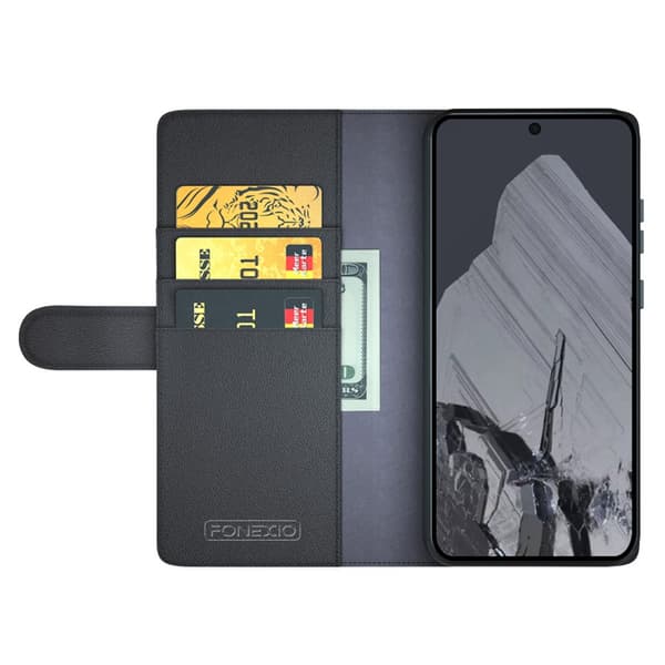 Äkta Läderfodral Google Pixel 8 Pro Svart