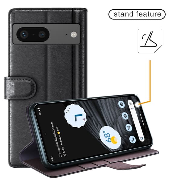Äkta Läderfodral Google Pixel 7 Svart