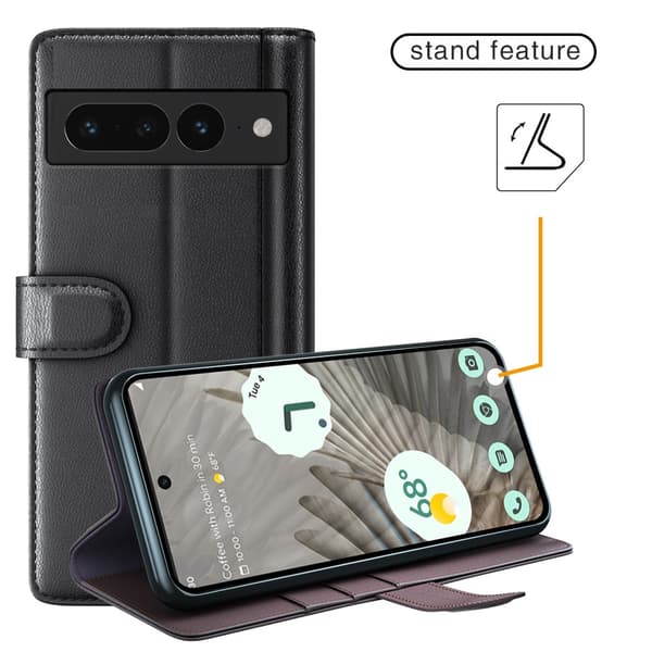Äkta Läderfodral Google Pixel 7 Pro Svart