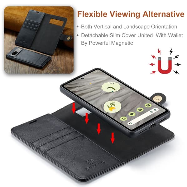 DG.MING 2-in-1 Magnet Wallet Google Pixel 8a Black