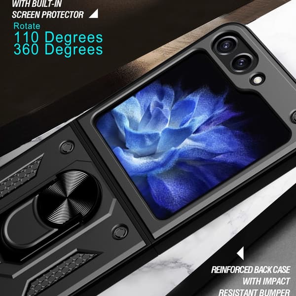 Hybridskal Samsung Galaxy Z Flip 6 Ringhållare Svart