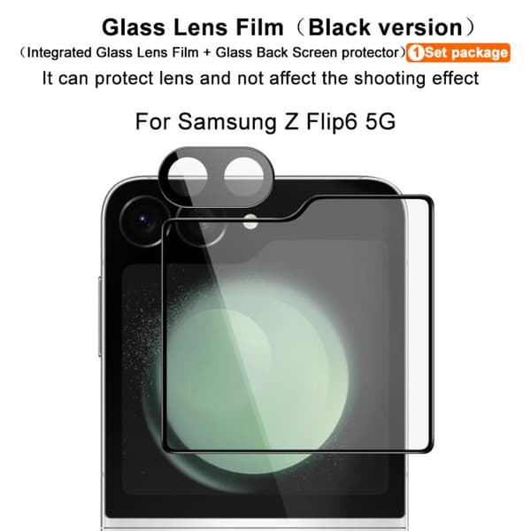 IMAK Härdat Glas Linsskydd+Bakskärmskydd Samsung Galaxy Z Flip 6 Svart