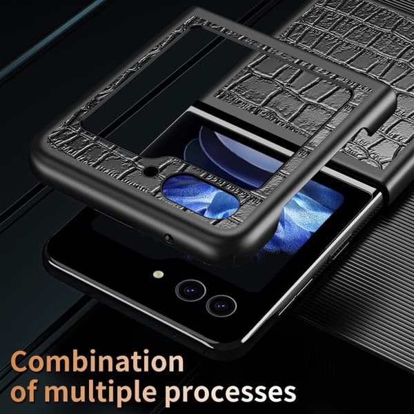 Samsung Galaxy Z Flip 6 Krokodilmönster Svart