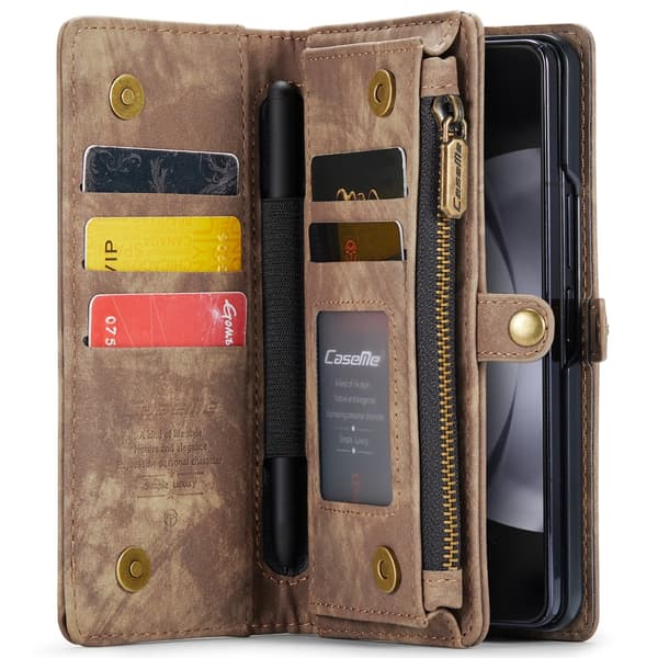 CaseMe Multi-Slot 2 i 1 Plånboksfodral Samsung Galaxy Z Fold 6 Brun