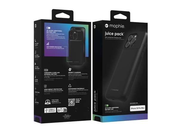 mophie Juice Pack, Etui, Apple, iPhone 15 Pro Max, 17 cm (6.7"), Sort