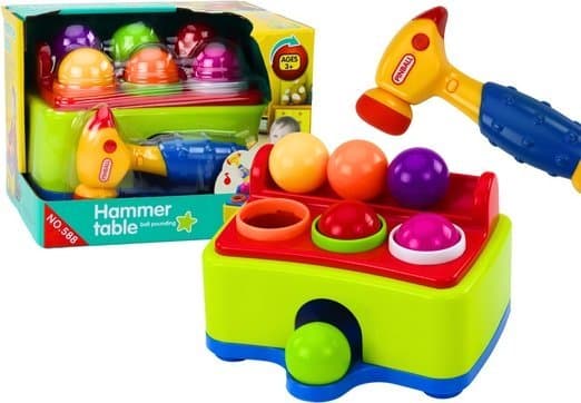 LeanToys interaktiv leke for småbarn, hamrende baller, fargerik