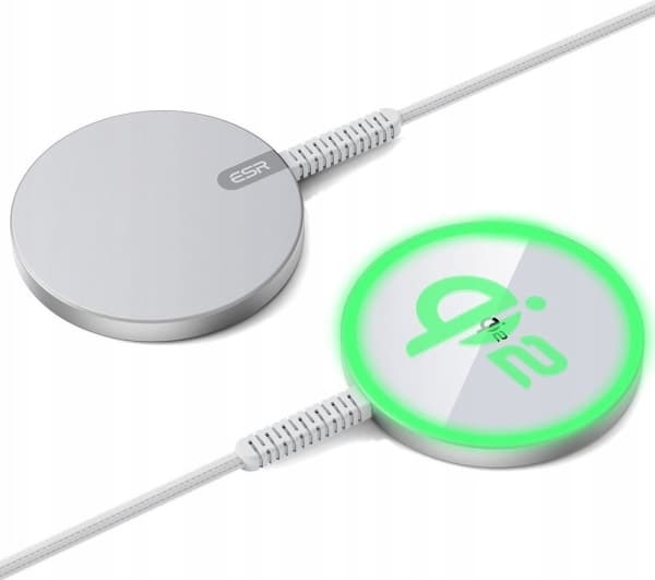 ESR lader ESR induktiv lader HaloLock QI2 Mini Magnetic MagSafe trådløs lader 15W Sølv