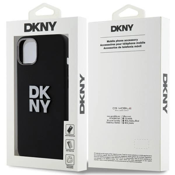 DKNY iPhone 15/14/13 Mobilskal Liquid Silikon Metal Logo - Svart