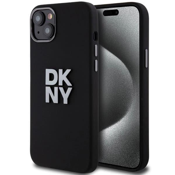 DKNY iPhone 15/14/13 Mobilskal Liquid Silikon Metal Logo - Svart
