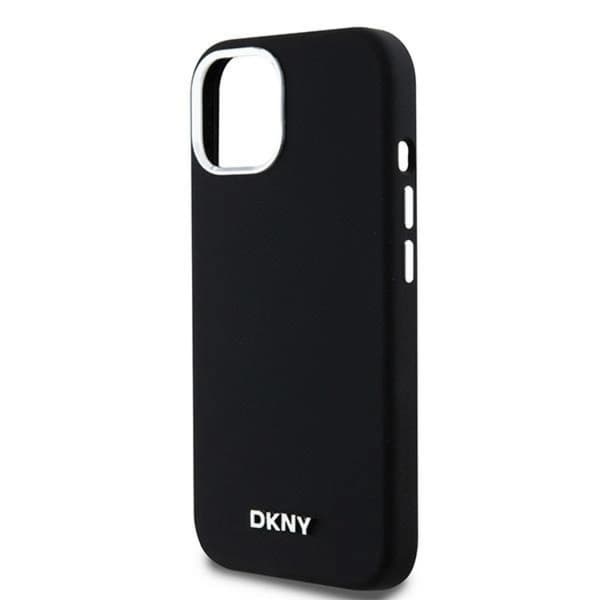 DKNY iPhone 14 Mobilskal Magsafe Liquid Silikon Small Metal Logo - Svart