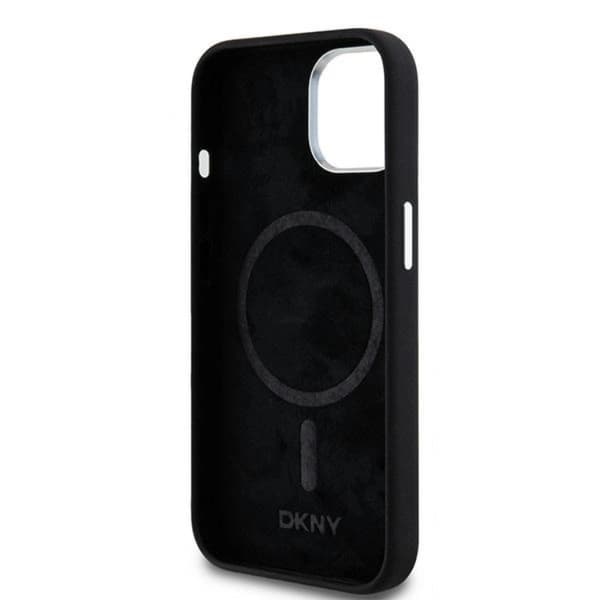 DKNY iPhone 14 Mobilskal Magsafe Liquid Silikon Small Metal Logo - Svart