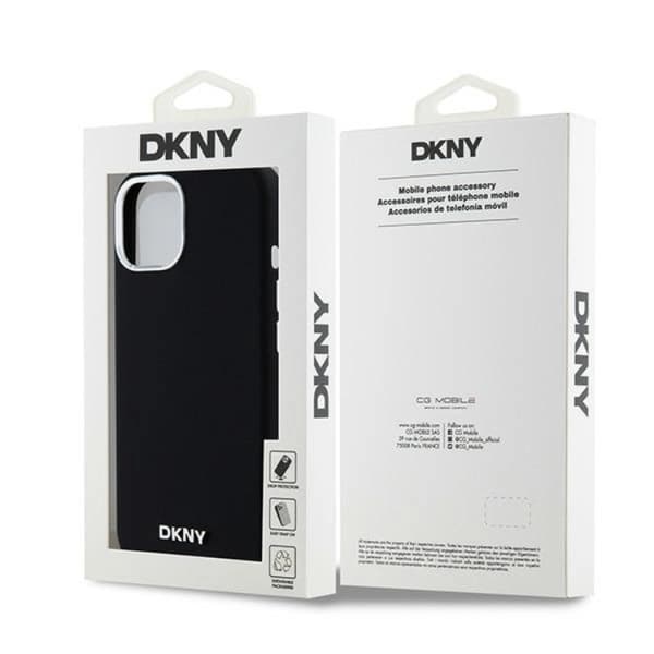 DKNY iPhone 14 Mobilskal Magsafe Liquid Silikon Small Metal Logo - Svart
