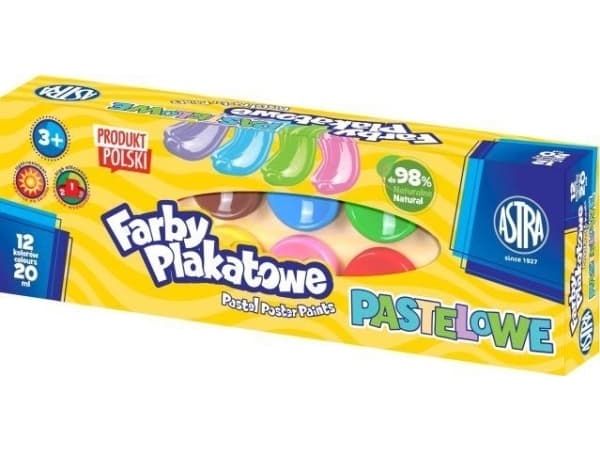Astra Pastell plakatmaling 12 farger - 20 ml ASTRA 301121003
