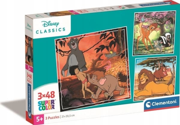 Clementoni Pussel 3x48el SuperColor kvadrat Disney Classic 25299