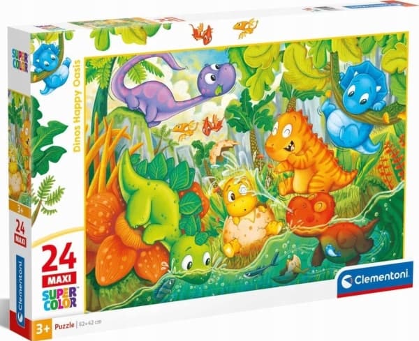Clementoni Clementoni Puzzle 24el Maxi SuperColor Dinos Happy Oasis 28524