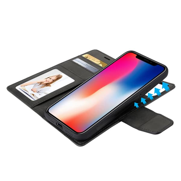 iPhone XR - Praktiskt Dubbelfunktion Plånboksfodral HANMAN Svart