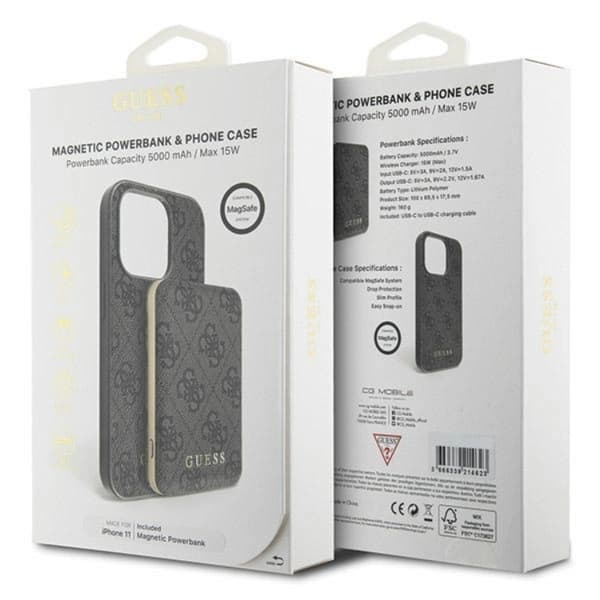 Guess iPhone 11 Mobilskal Med Powerbank 5000mAh Magsafe Metal Logo