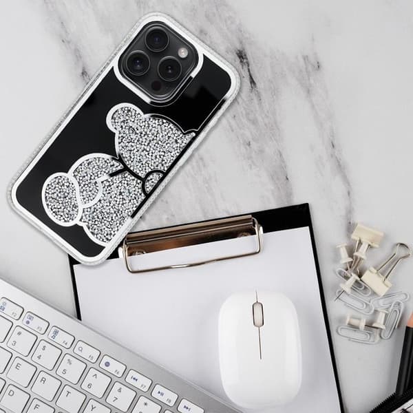 iPhone 14 Pro Mobilskal Teddy Bear - Silver