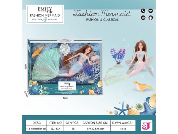 Uspesifisert_Z Dukke Emily Mermaid Bendab 29Cm Zja325854