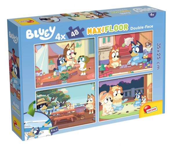 Dobbeltsidig gulvpuslespill Maxi 4x48el Bluey 100354 LISCIANI