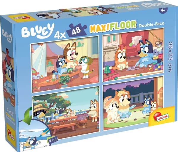 Dobbeltsidig gulvpuslespill Maxi 4x48el Bluey 100354 LISCIANI